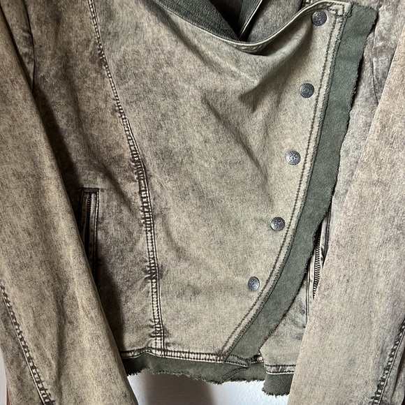 Free People Draped Denim Moto Jacket - Picture 3 of 6